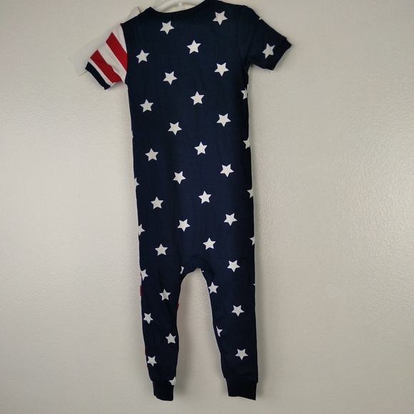 The Children's Place 12-18M One Piece Pajamas Red White Blue Stripes Stars Baby - Picture 5 of 10